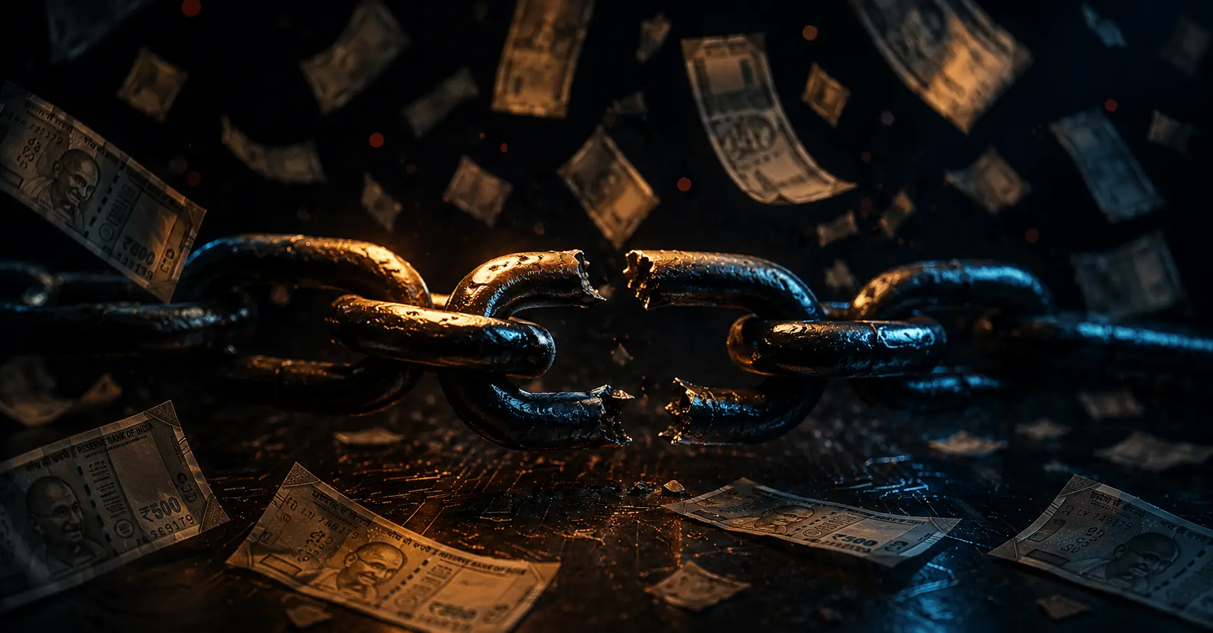 Illustration representing how to get out of debt in India, showing a breaking chain symbolizing financial freedom